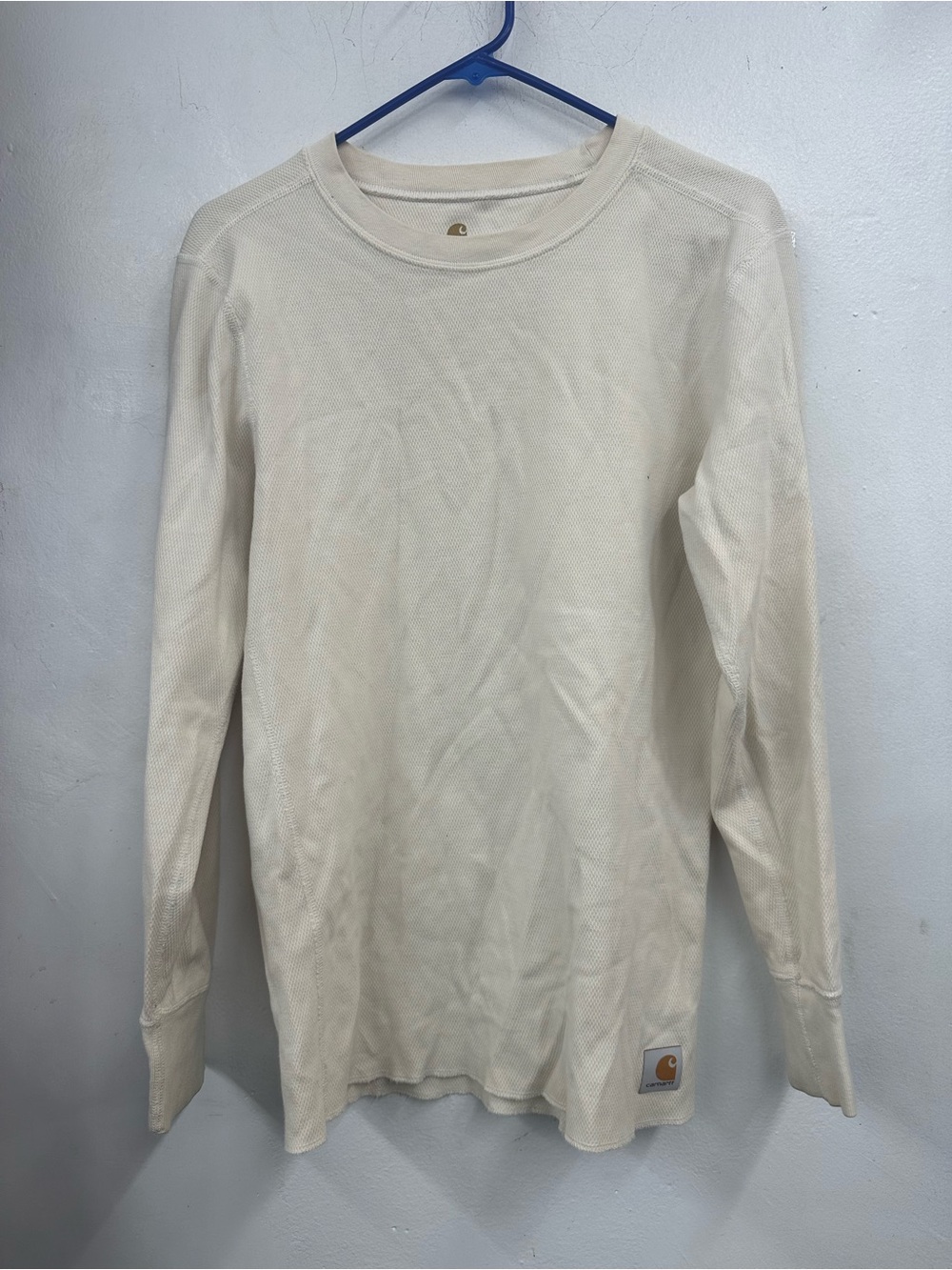 Carhartt Long-Sleeve Thermal Crew Neck Shirt Off-White waffle knit size med men